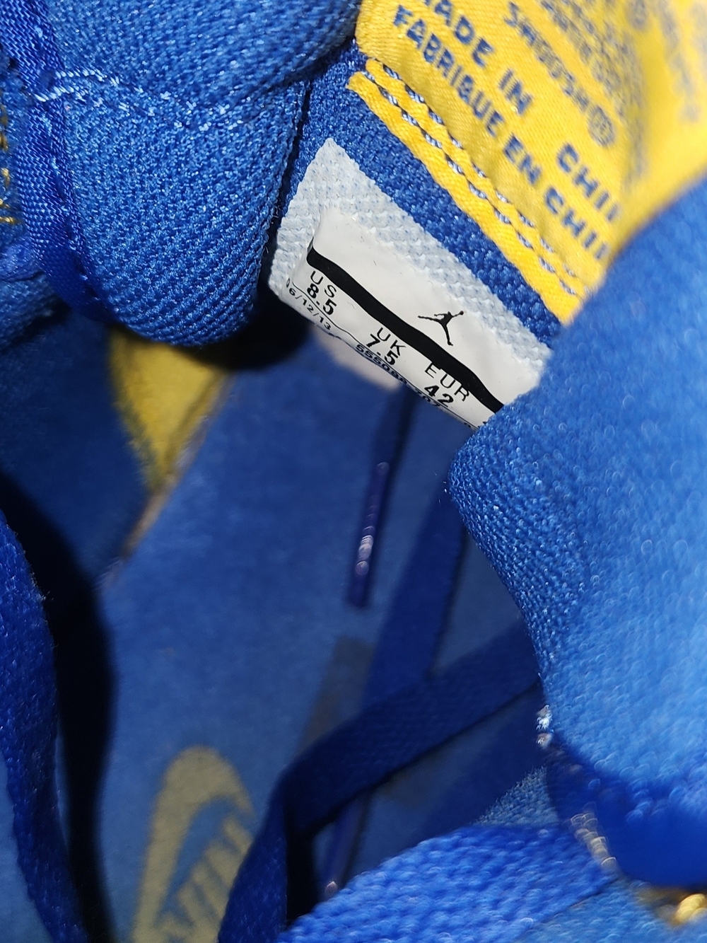 Jordan Nike High-Top Sneakers in Blue & Yellow Sz 8.5M W10 - Picture 3 of 5